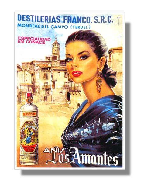 Cartel publicidad Anís Los Amantes, Monreal del Campo (Teruel)