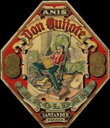 Etiqueta antigua Anís Don Quijote por A. Roldan en Santander
