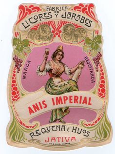 Etiqueta antigua Anís Imperial