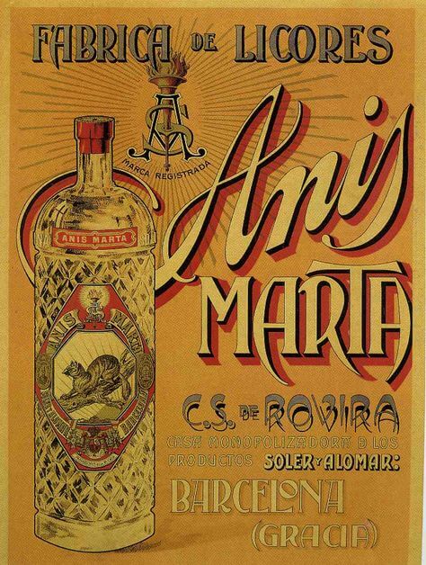 Cartel publicidad Anís Marta, Barcelona (Gracia)