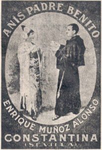 Cartel antiguo Anís Padre Benito por Destilería Enrique Muñoz Alonso en Constantina (Sevilla)