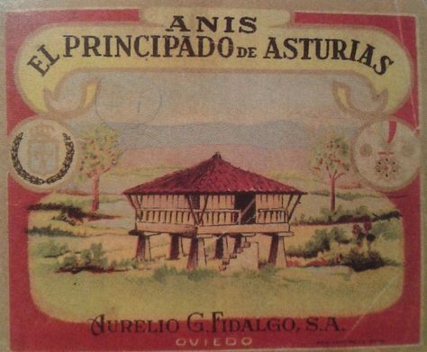Etiqueta antigua de Anís El Principado de Asturias, Oviedo