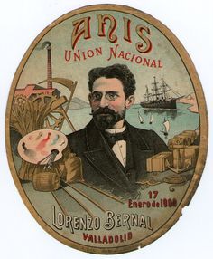 Etiqueta antigua Anís Unión Nacional de Valladolid