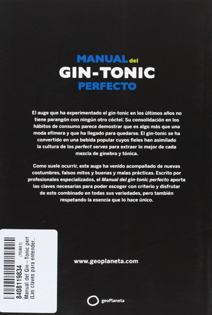 Manual del Gin-Tonic perfecto contraportada sección libros para Sant Jordi