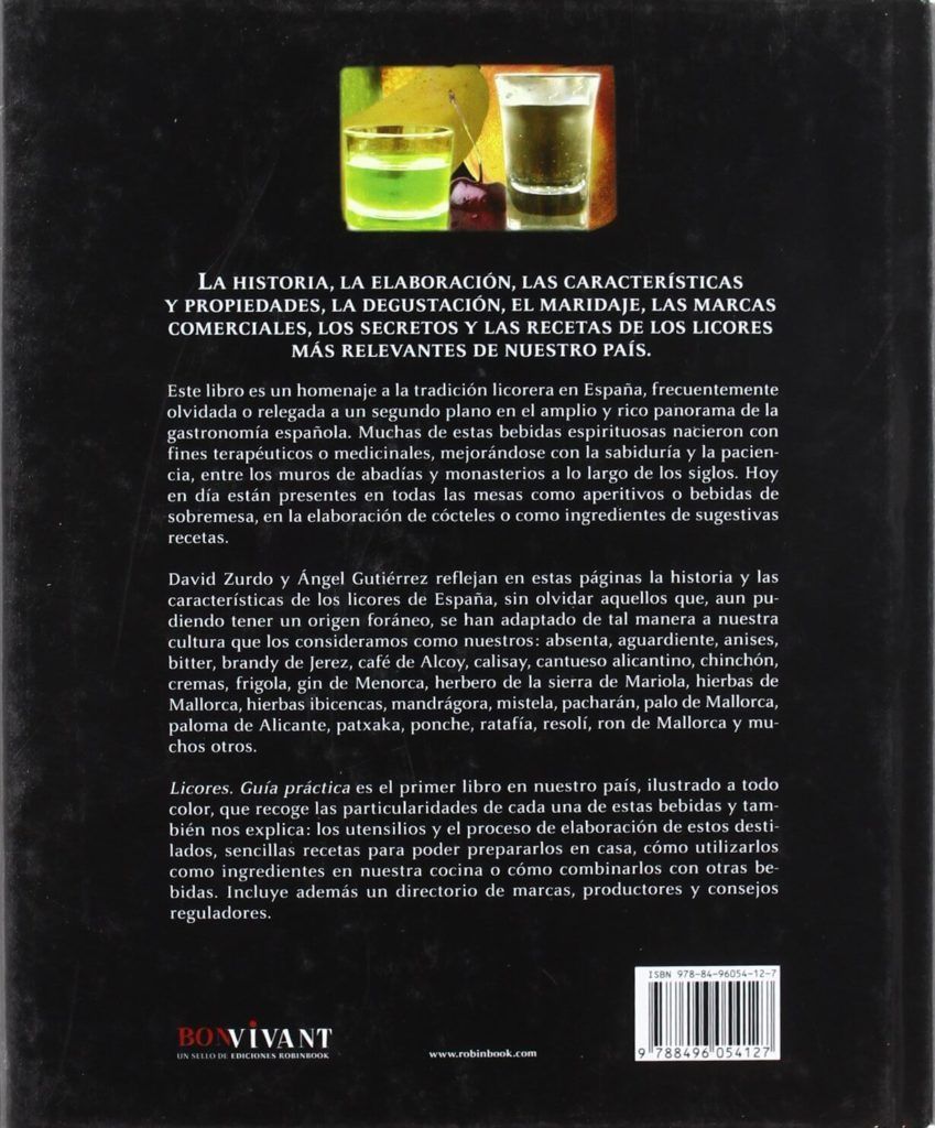El libro mejores licores España, contraportada Sant Jordi